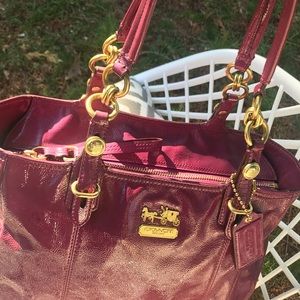 Coach plum Patent Leather Medium Tote!